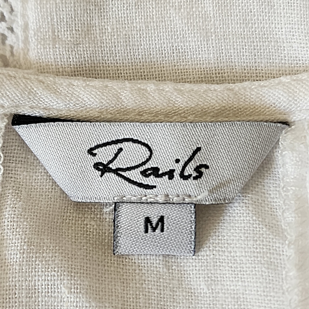 Rails Mira White Linen Blend Open-Embroidered Ruf… - image 8